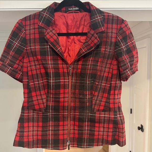 Betty Barclay Collection Red Plaid Short Sleeve Blazer - Size US 10 - Picture 4 of 10